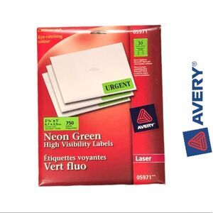 Avery Laser‎ Labels - Neon Green, 750/box, #05971, NWT, never used
